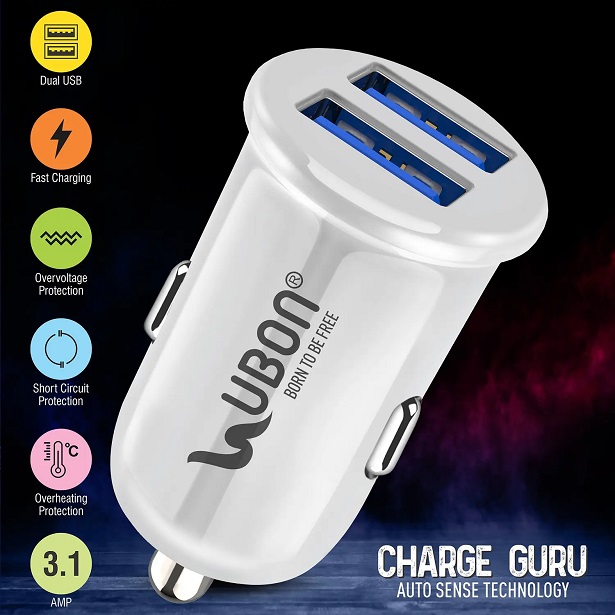 UBON Black CH-93 25W Dual USB Car Charger