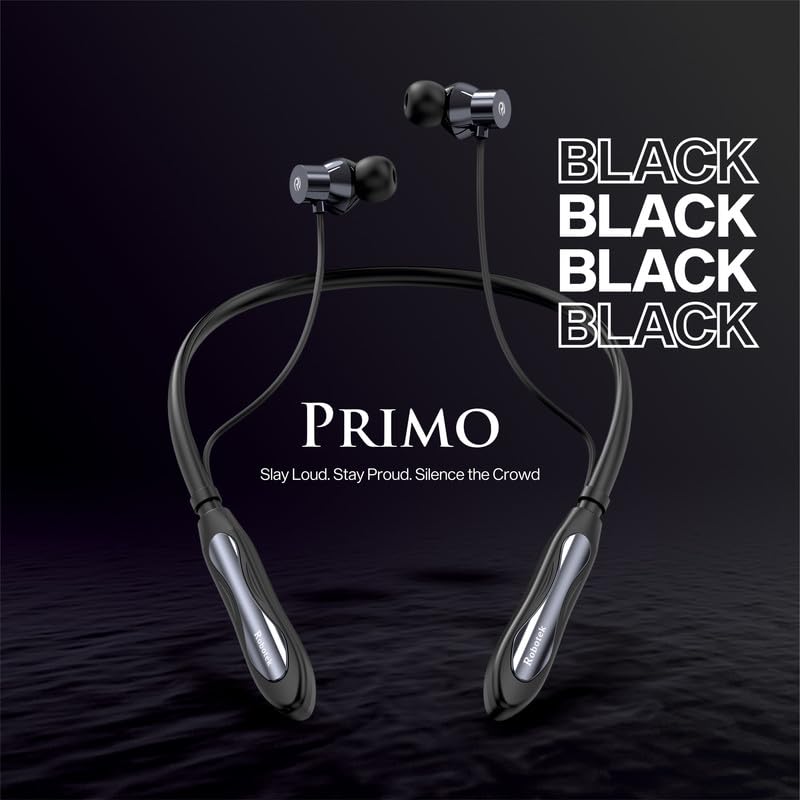 Robotek Primo Wireless Neckband Earphones with 70 Hours Playtime, Magnetic Earbuds & Deep Bass (Bluetooth, Type-C, IPX5)