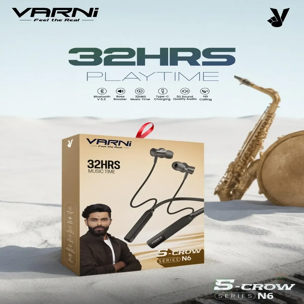 Varni S-Crow N6 Wireless Earphones with Deep Bass, Bluetooth Connectivity & Comfortable Neckband Design